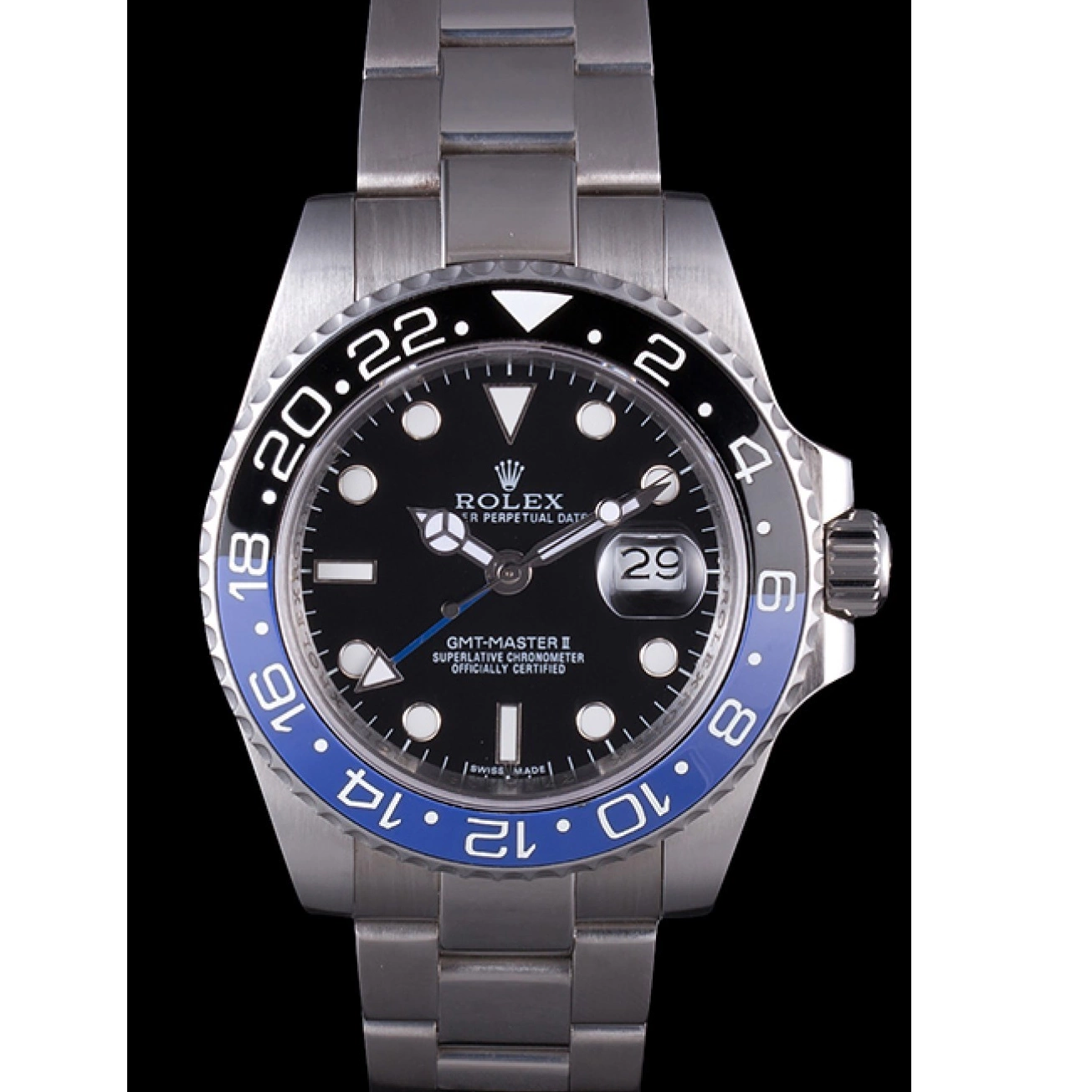 MiroTime 0807 Rolex GMT Master II Oyster Collection Brushed Stainless Steel Band 621492